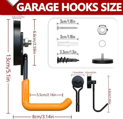 3-H Heavy Duty Magnet Garage Hooks 2 Pack, Large Strong Magnetic Hooks - Image 2