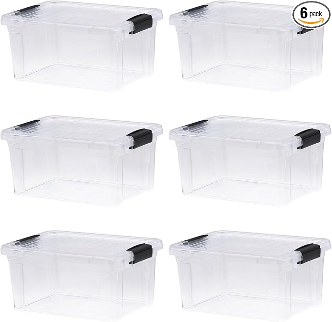 Superio Storage Bins with Lids- 6 Pack, 6.6 Qt Clear Boxes by Superio