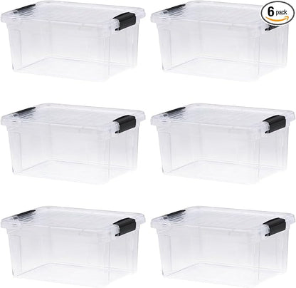 Superio Storage Bins with Lids- 6 Pack, 6.6 Qt Clear Boxes by Superio