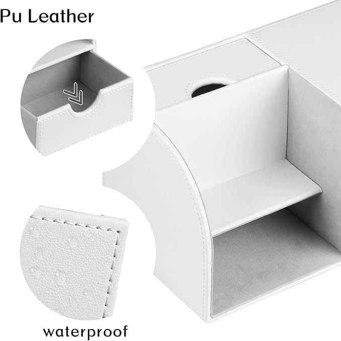 Square Tissue Box Cover with Tray and Organizer, Tissue and Remote Control - Image 5