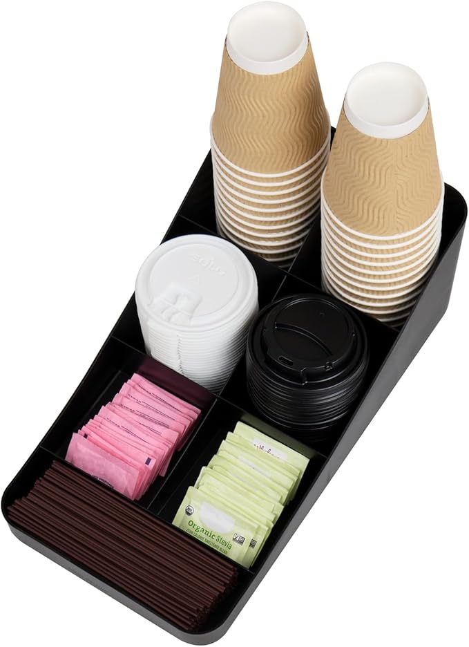 Mind Reader 7-Compartment Coffee Condiment Organizer, Cup and Lid Holder - Image 5