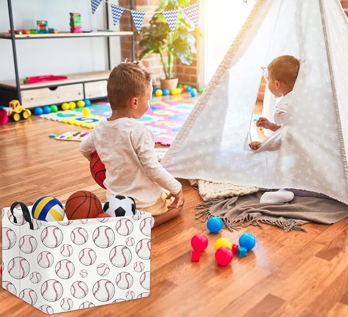 Rectangular Baseball Basket Kids Baby Storage Basket Cute Kids Toy Storage Bin - Image 2