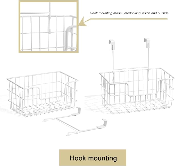 JUNCHU CHERRY Wire Storage Basket 2 Packs, Wall Mounted Kitchen Bathroom - Image 8
