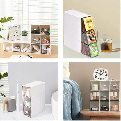 Plastic Tea Bag Organizer with 3 Drawers, Desk Drawer Organizer, Stackable - Image 8