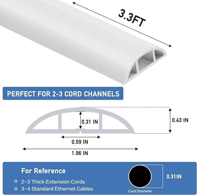 Floor Cord Cover Self Adhesive Cord Hider Floor Extension Cord Covers - Image 2