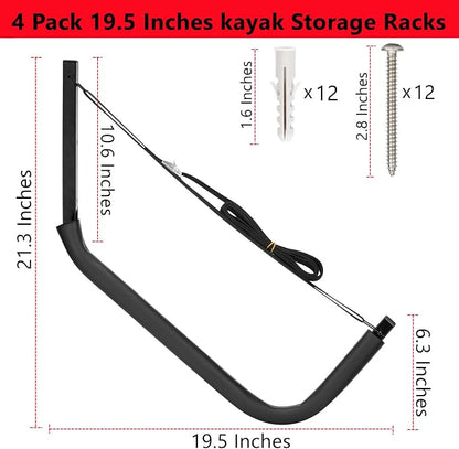 Kayak Storage Racks, Canoes Garage Storage Hooks, Wall Mount Surfboard Hangers - Image 2