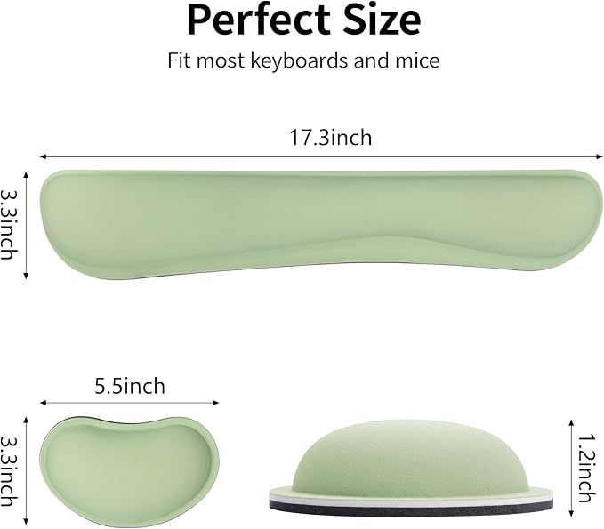 Bloss 2 Green Wrist Rest for Mouse & Keyboard, Ergonomic Wrist Support | Soft - Image 8
