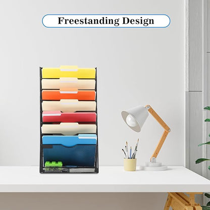 EASEPRES Desk File Organizer Mesh 9-Tier, Hanging Wall Mount Document - Image 6
