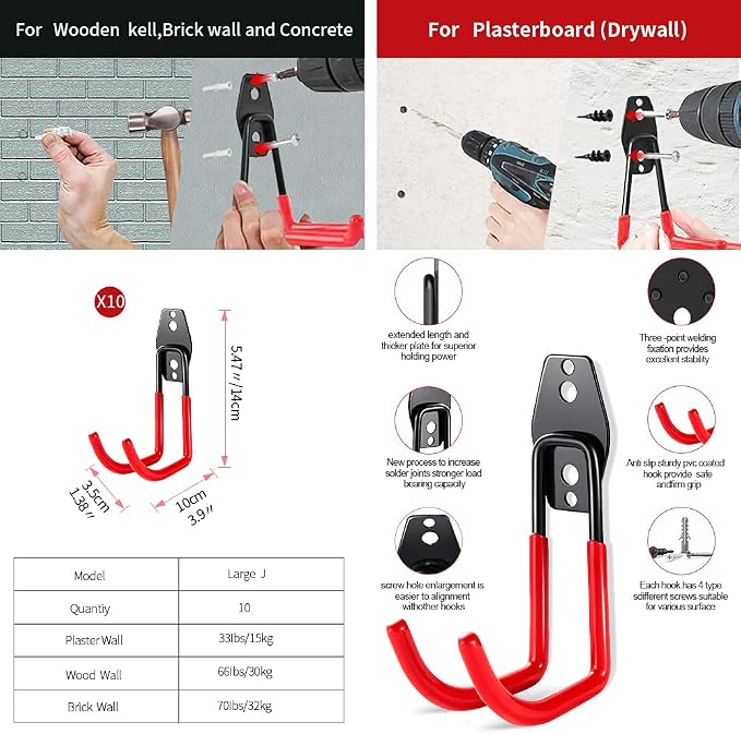 3-H Heavy Duty Garage Hooks - Image 2