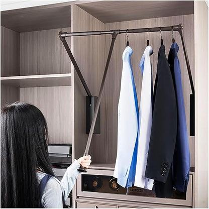 Pull Down Closet Rod for Hanging Clothes, Retractable Wardrobe Hanger for - Image 8