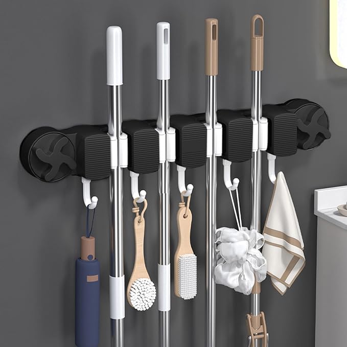 Broom Holder - Wall Mount Rack, Suction Utility Stand, Sturdy Easy Install - Image 8