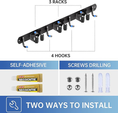 ZONGOOL 2 Pack Mop Broom Holder Wall Mount, Broom Organizer Storage Tool Racks - Image 6