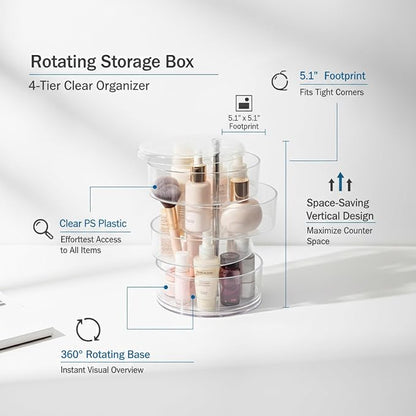 Rotating Cosmetic Display Case, 360-Degree Clear Storage Organizer - Image 5