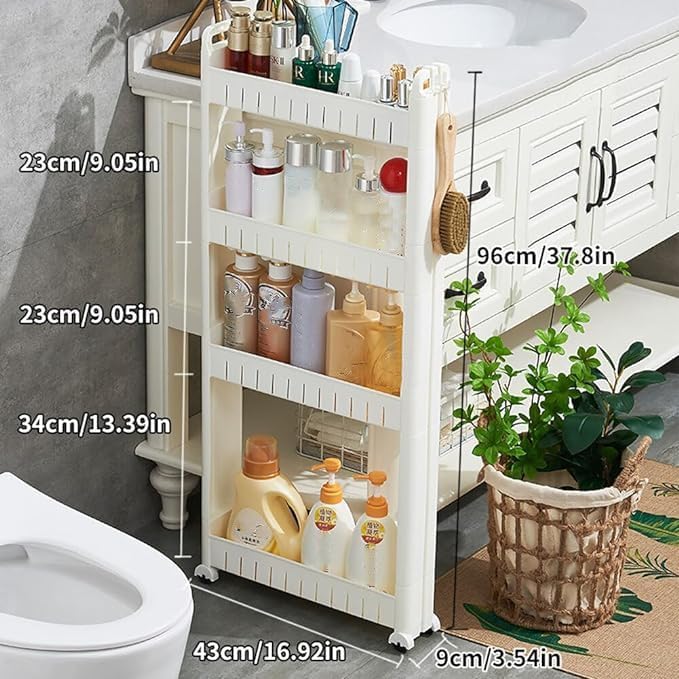 3.54 Slim Storage Cart Durable Bathroom Organizer Slide Out Storage Cart - Image 2