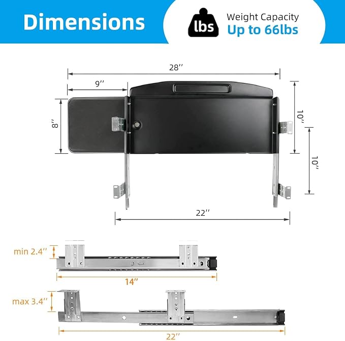 Solid Steel Under Desk Keyboard Tray Slide Out - Image 4