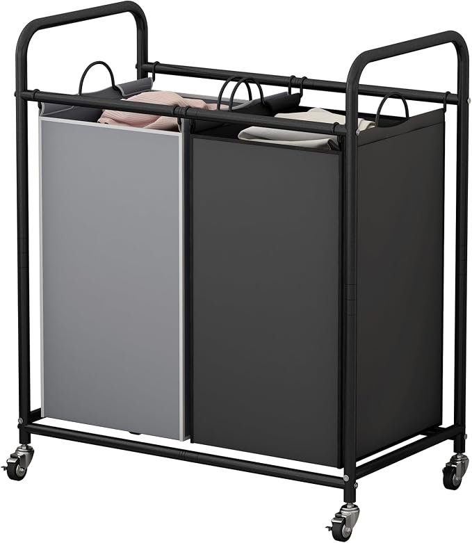 SUOERNUO Laundry Hamper Basket 2 Bag Laundry Sorter Cart by SUOERNUO