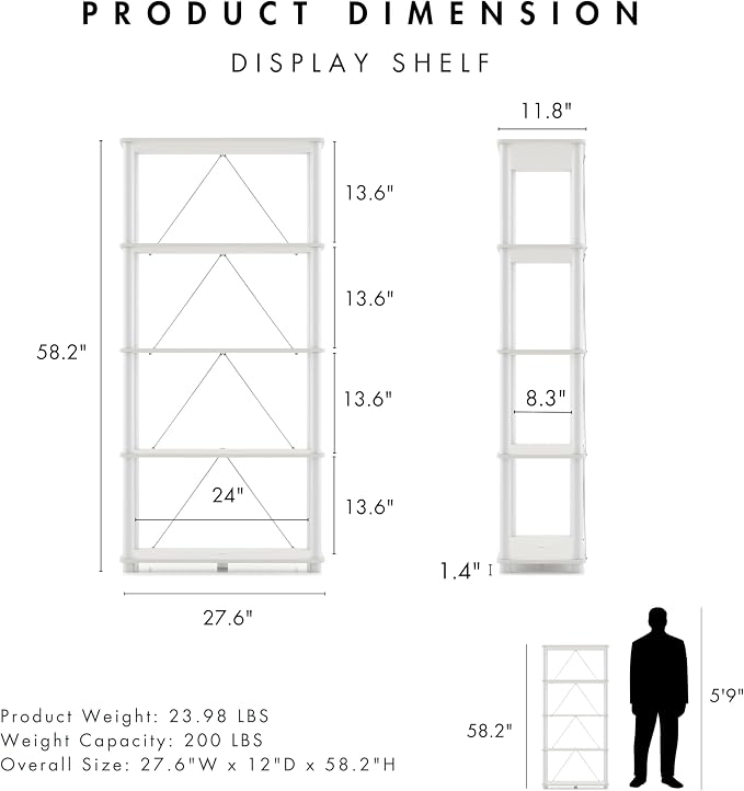 Homes: Inside + Out Apexa Modern 5-Tier Wide Shelving Units, Collectibles - Image 3