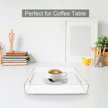 NIUBEE Acrylic Serving Tray 14x18 Inches -Spill Proof- Clear Decorative Tray - Image 5