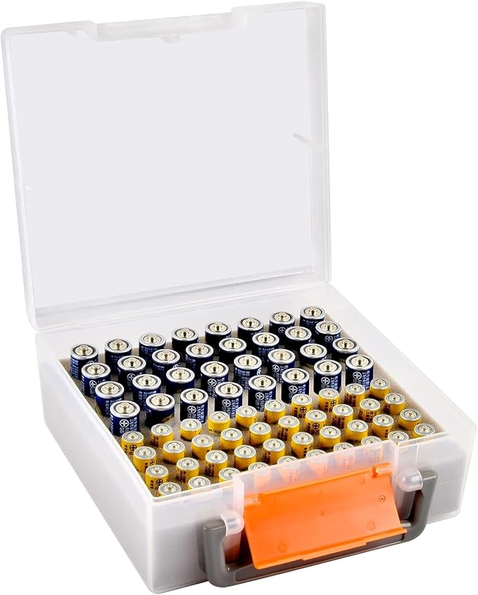 FULLCASE Battery Storage Organizer Holder Holds 72 AA AAA Batteries, Box Cases by FullcaseEasyLifeStorage
