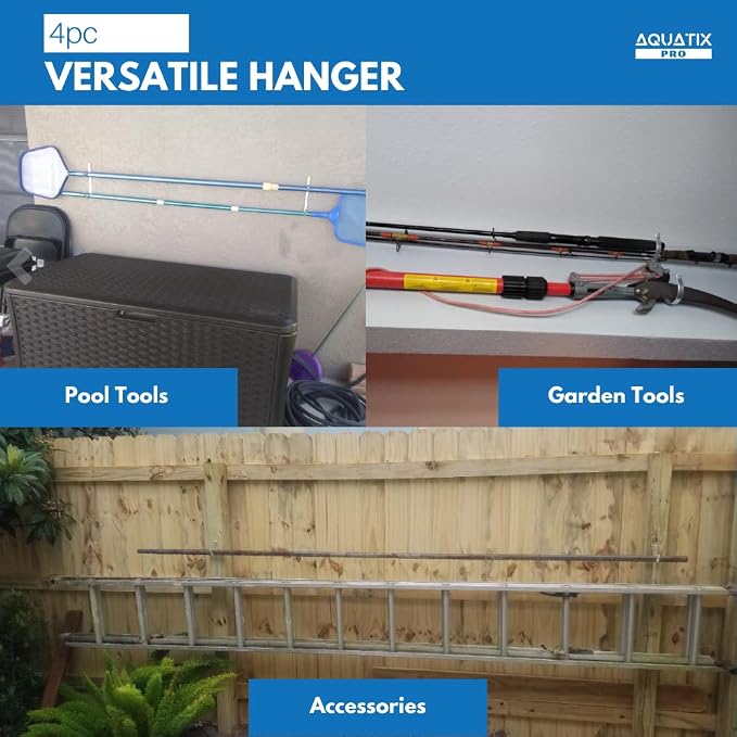 Aquatix Pro Pool Pole Hanger Premium Aluminium Holder Set, Ideal Hooks - Image 5