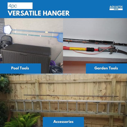 Aquatix Pro Pool Pole Hanger Premium Aluminium Holder Set, Ideal Hooks - Image 5