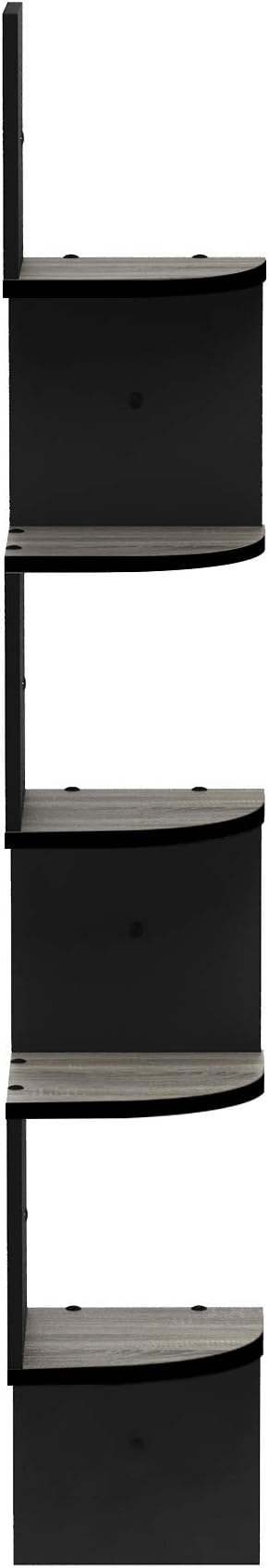 Furinno Rossi Wall Mount Floating Corner Shelf, 5-Tier Radial, French Oak - Image 7