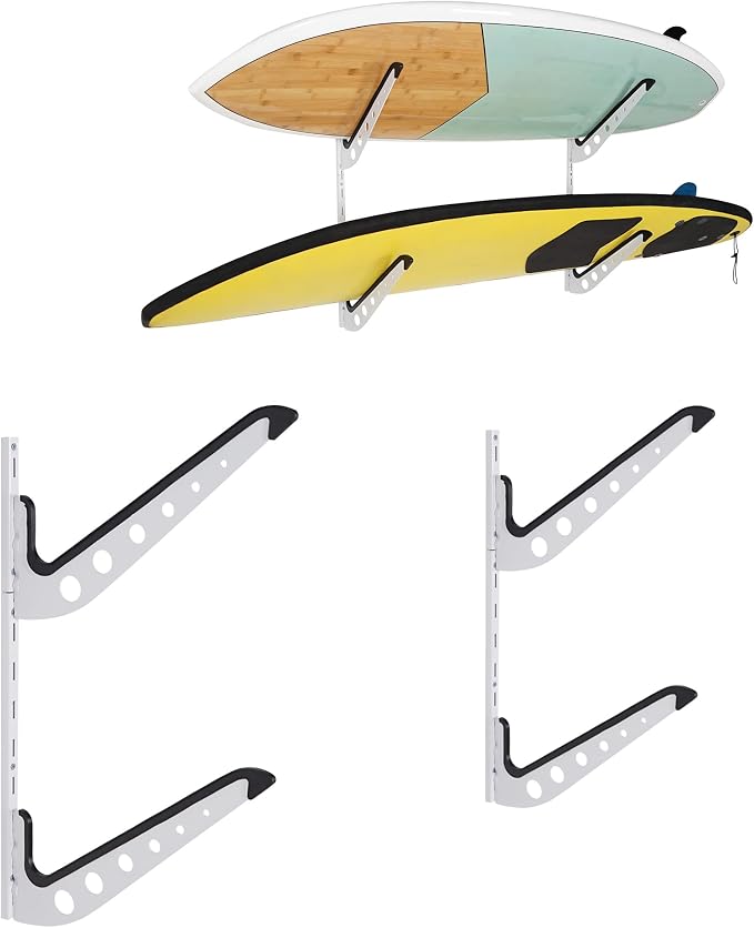 2 Board Surf Rack Wall Mount for Surfboard, Snowboard Storage Adjustable Wall by HIKULAOUTDOORSPORTS