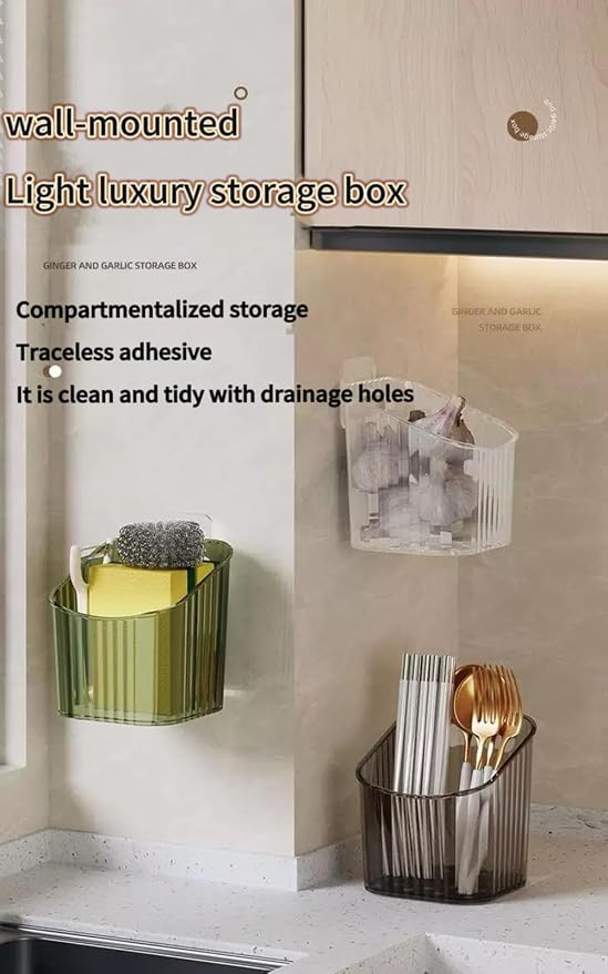 6Pack Wall Mount Organizer, Adhesive Cabinet Door Storage Bins, Stackable - Image 9