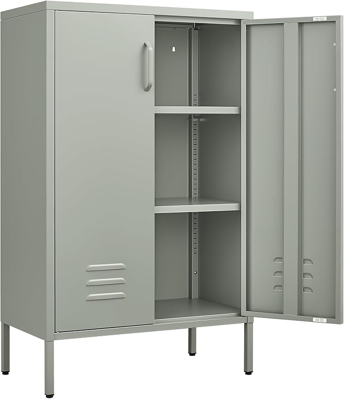 IRONFFICE Metal Cabinet with Doors and Shelves, Steel Entryway Storage Cabinets by IRONFFICE