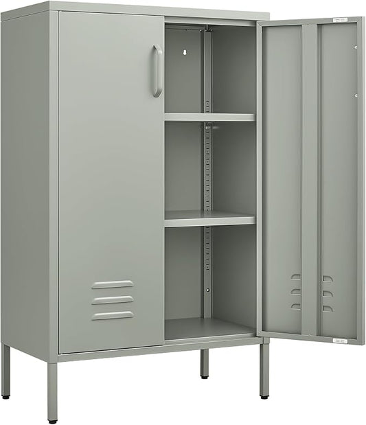 IRONFFICE Metal Cabinet with Doors and Shelves, Steel Entryway Storage Cabinets by IRONFFICE