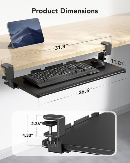 HUANUO Keyboard Tray Under Desk, Keyboard Holder - Image 2