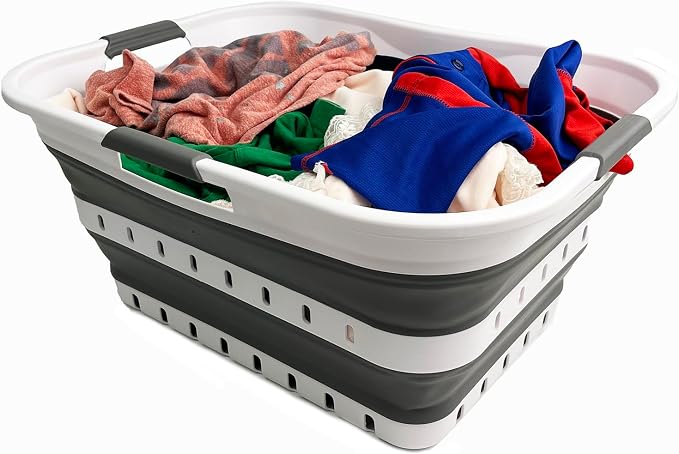 SAMMART Collapsible Plastic Rectangular Laundry Basket - Image 4
