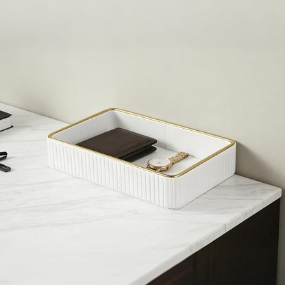 PU Leather Valet Tray, Desk Organizer Tray Nightstand Organizer Trinket Dish - Image 7