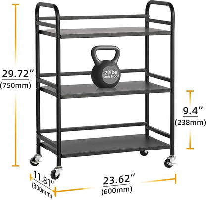 HDANI 3 Tier Metal Utility Multipurpose Rolling Cart, Large Capacity Heavy Duty - Image 2