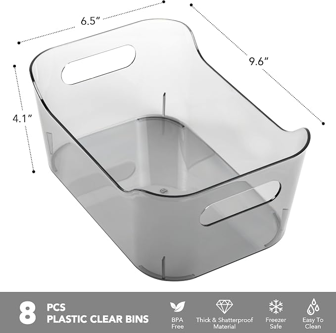 Tiawudi 8 Pack Plastic Storage Bins, Home Edit and Cabinet Organizers - Image 2