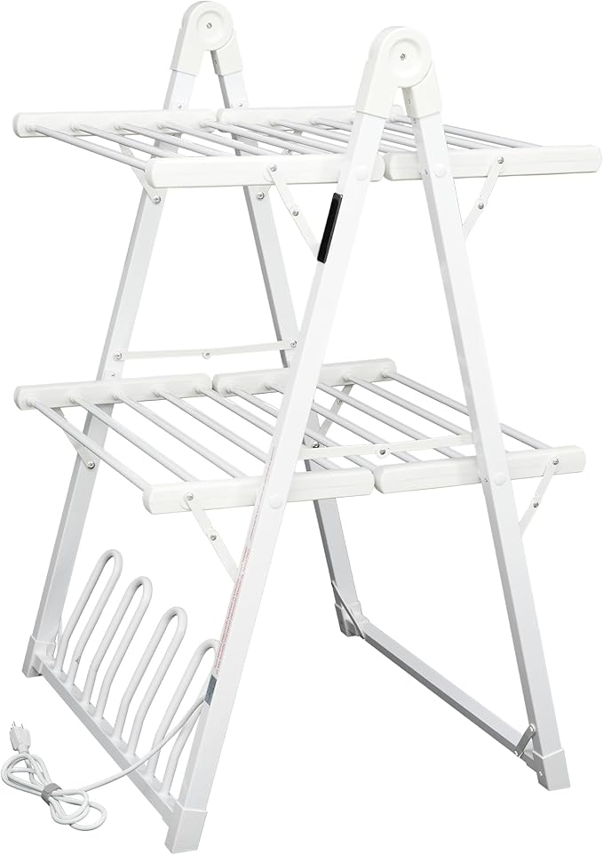 Electric Heated Clothes Drying Rack, Foldable Heated Garment Dryer by SHARNDY