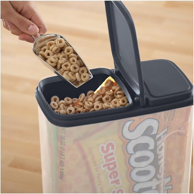 Clear Plastic Cereal Dispenser, 9.75 x 5.38 x 13.5 Inch, 32 Cup Dry Food - Image 3