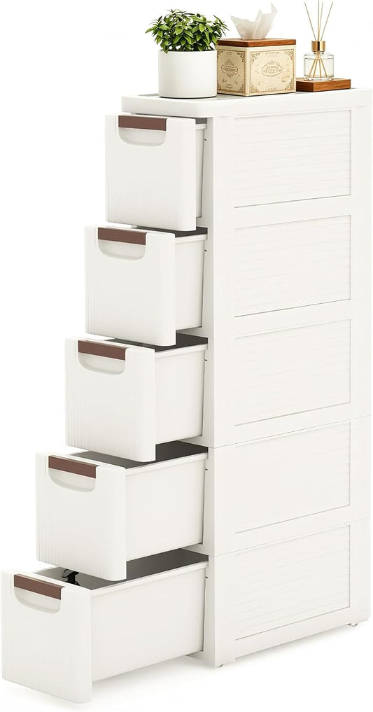 5 Drawers Narrow Bathroom Storage Cabinet, Slim Storage Cabinet, Plastic Slim by KUPABABI