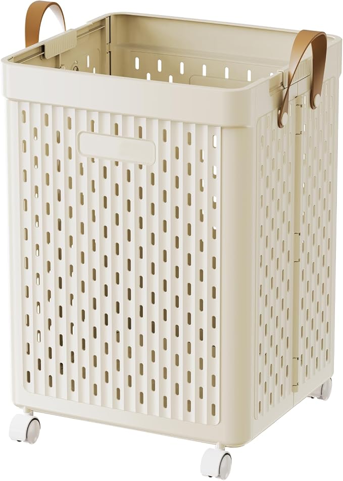 UAK Laundry Basket with Wheels, Collapsible Plastic Laundry Hamper with Handle by SayGoodbyetoClosetChaoswithCurStorage