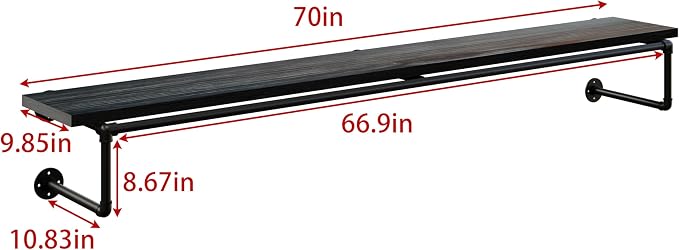 Clothes Rack 70in, Wall Mounted Garment Racks - Image 4