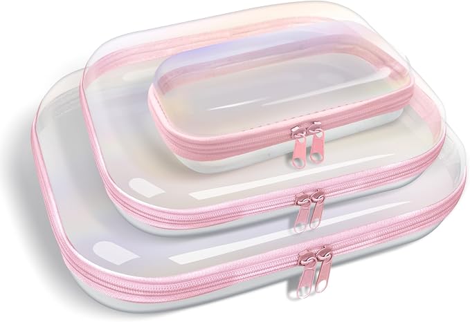 Clear Hard Plastic Zipper Case, Transparent Double Zippers Hard Pouch by Unknown