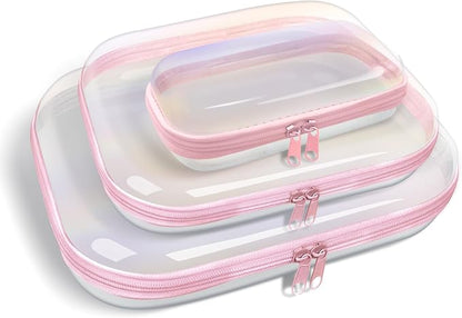 Clear Hard Plastic Zipper Case, Transparent Double Zippers Hard Pouch by Unknown