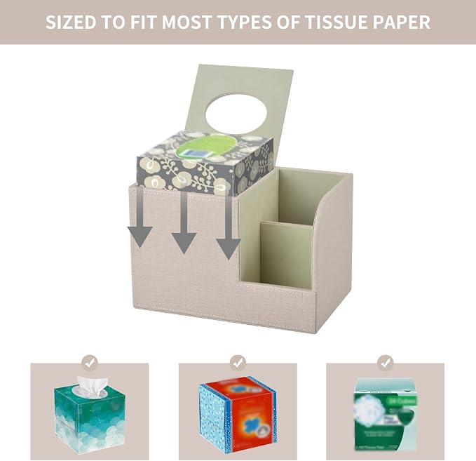 PU Leather Square Tissue Box Cover, Tissue Box - Image 4