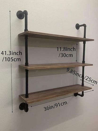 HDDFER Pipe Shelves Industrial Pipe Shelving Shelves Real Wood Industrial - Image 2