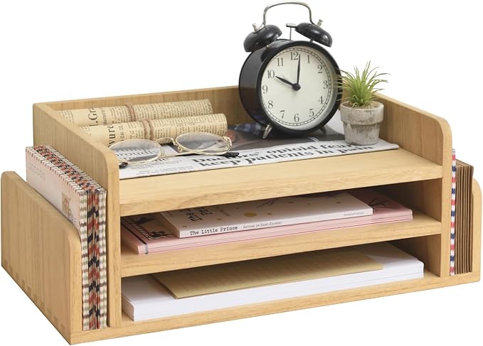 KIRIGEN Wood 3-Tier Office Desktop Document Tray by KIRIGEN
