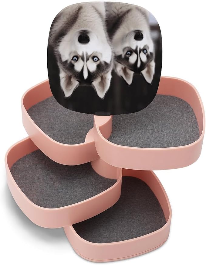 Husky Dog Rotating Jewelry Organizer Box 4-Layer 360° Rotatable ABS Jewelry - Image 8