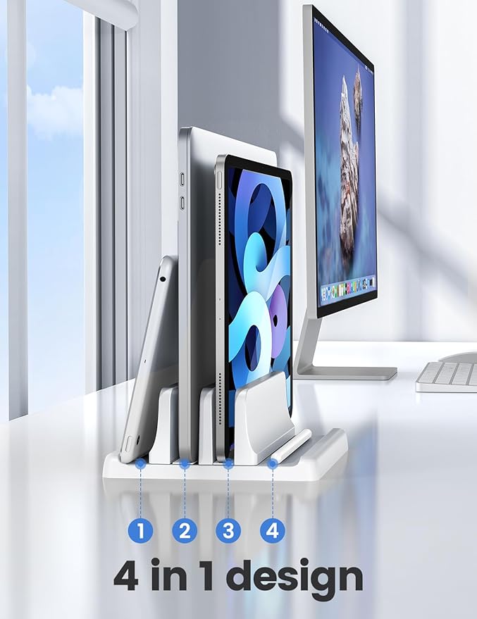 Vaydeer Vertical Laptop Stand for Desk, Dual Slots Plastic Laptop Holder - Image 2