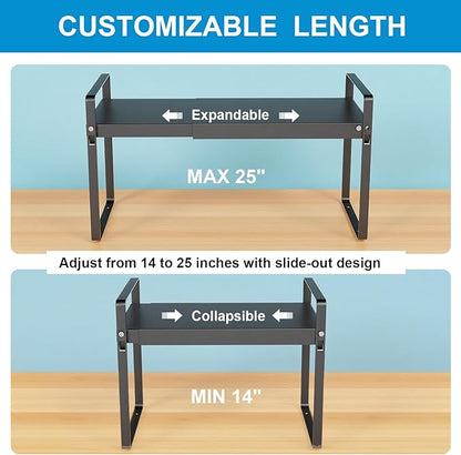 Expandable Cabinet Shelf Organizer 14-25 Inch Adjustable Length, Under Sink - Image 3
