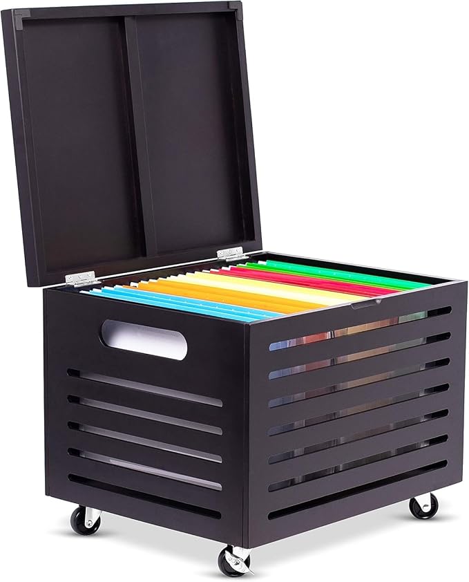BIRDROCK HOME Bamboo Rolling File Storage Organizer Box - Image 9