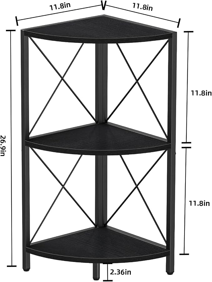 Snughome Corner Shelf with Metal Frame, 3 Tier Corner Storage Organizer - Image 3